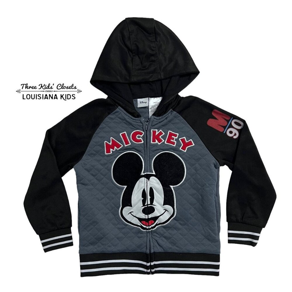 Disney Sz 5 Mickey Mouse Appliqué Varsity Hoodie Jacket
